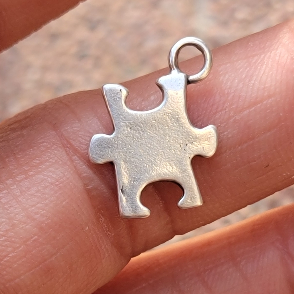 925 sterling silver jigsaw puzzle piece Autism Awareness charm or pendant